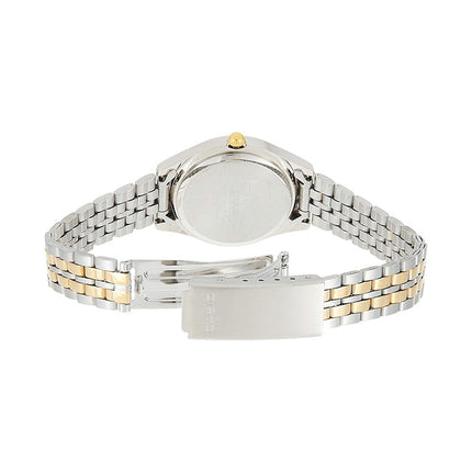 Casio General LTP-1129G-7ARDF Ladies Analog White Dial Dual Tone Stainless Steel Band