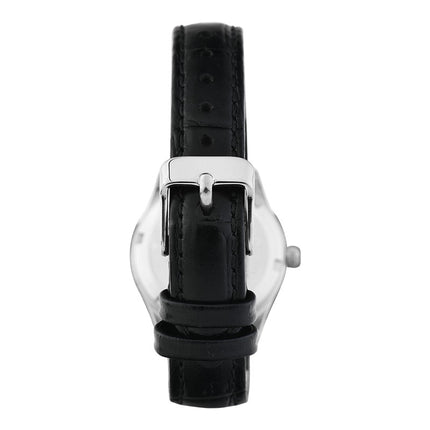 Alba Prestige AH7CG7X1 Ladies Silver White Dial Black Leather Strap