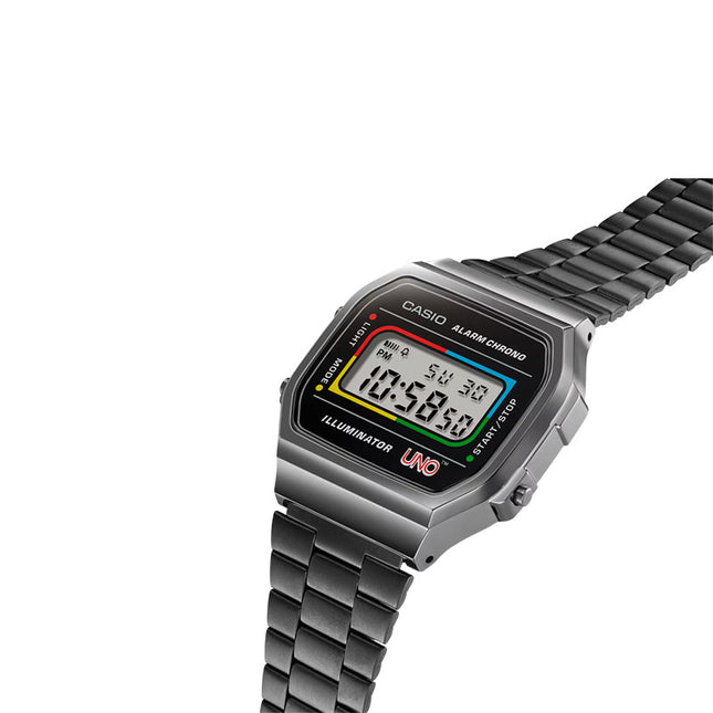 Casio General A168WEUC-1ADR UNO Collaboration Digital Dial Stainless Steel Band