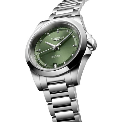 Longines Conquest L3.430.4.07.6 Automatic Sunray Green Dial Stainless Steel Strap