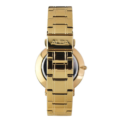 Alba AG8H12X1 Men White Dial Gold Stainless Steel Strap