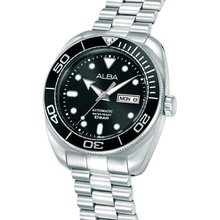Alba Mechanical AL4825X1 Automatic Men Baby Turtle Black Dial Stainless Steel Strap
