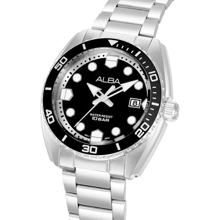 Alba Active AS9W21X1 Men Black Dial Stainless Steel Strap