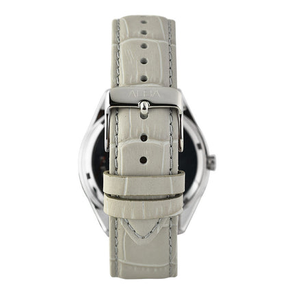 Alba Prestige AS9F33X1 Men Silver Dial Light Grey Leather Strap