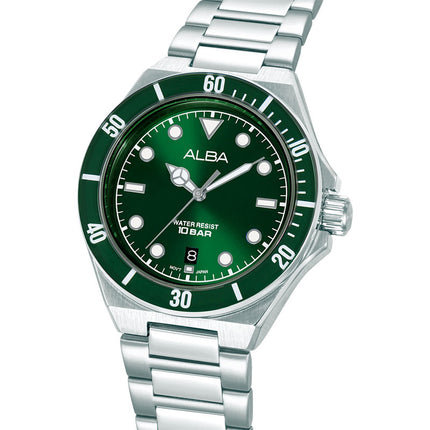 Alba Active AS9W17X1 Men Green Dial Stainless Steel Strap