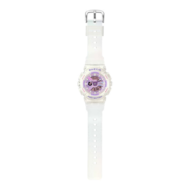 Casio Baby-G BA-110PS-7ADR Ladies Purple Digital Analog Dial Transparent Resin Band