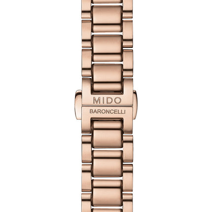 MIDO Baroncelli M022.210.33.296.00 Donna Brown Dial Rose Gold Stainless Steel Strap
