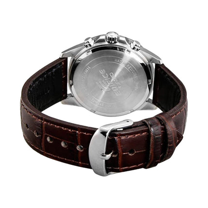 Casio Edifice EFR-526L-7AVUDF Chronograph Panda Men White Dial Brown Leather Strap