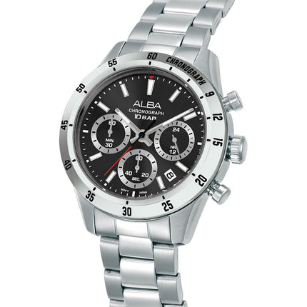 Alba Active AT3L27X1 Chronograph Men Black Dial Stainless Steel Strap