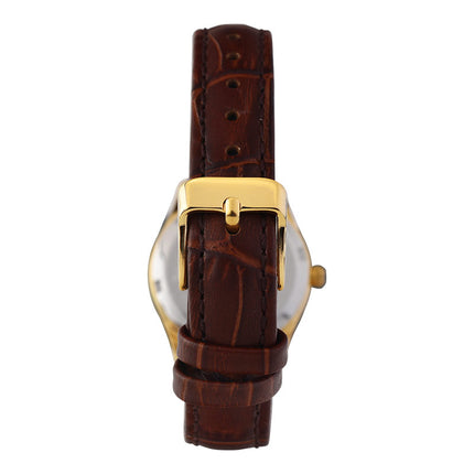 Alba Prestige AH7CG4X1 Ladies Silver White Dial Brown Leather Strap