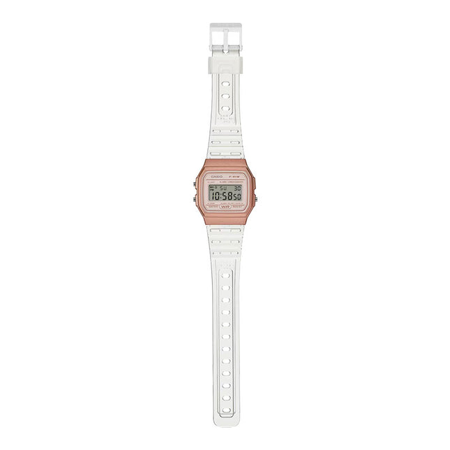 Casio General F-91WS-7A3DF Rose Gold Digital Dial Transparency Resin Band