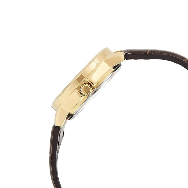 Casio General LTP-V004GL-9AUDF Ladies Champagne Dial Brown Leather Band