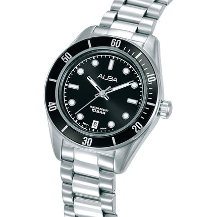 Alba Active AG8Q61X1 Ladies Analog Black Dial Stainless Steel Strap