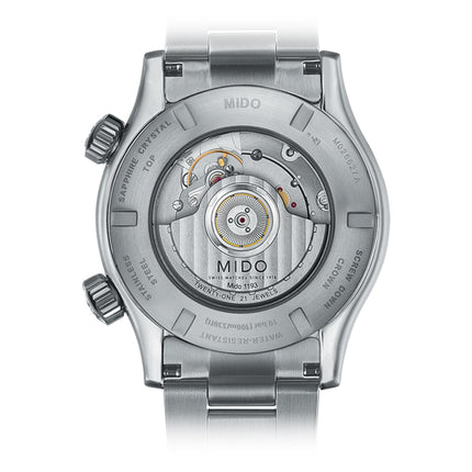 MIDO Multifort M005.929.11.051.00 GMT Black Dial Stainless Steel Strap