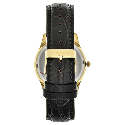 Alba AXHL64X1 Men Gold Dial Black Leather Strap