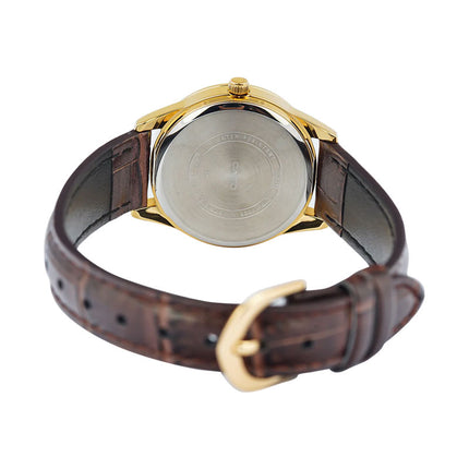 Casio General LTP-V005GL-9BUDF Ladies Gold Dial Brown Leather Band