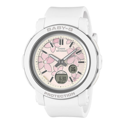Casio Baby-G BGA-290FL-7ADR Flower Digital Analog Dial White Resin Band