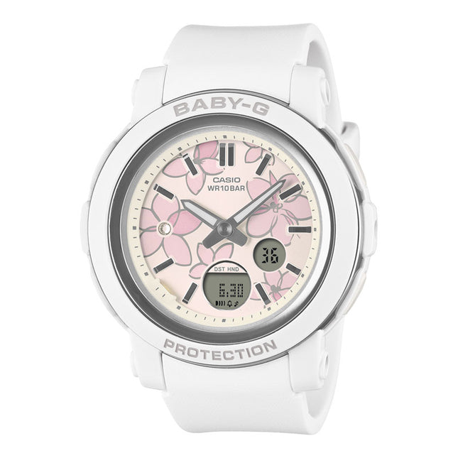 Casio Baby-G BGA-290FL-7ADR Flower Digital Analog Dial White Resin Band