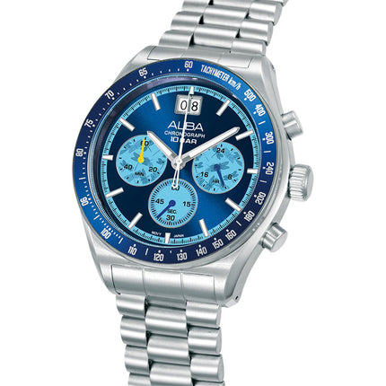 Alba Signa AU5023X2 Men Chronograph Blue Dial Stainless Steel Strap + Extra Strap