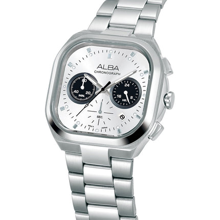 Alba Active AT3L07X1 Chronograph Men White Dial Stainless Steel Strap