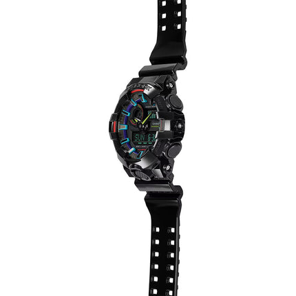 Casio G-Shock GA-700RGB-1ADR Virtual Rainbow Digital Analog Dial Black Resin Band