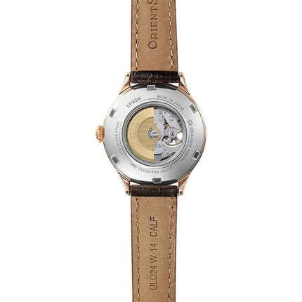 Orient Star RE-ND0003S Mechanical Ladies Open Heart Dial Brown Leather Strap