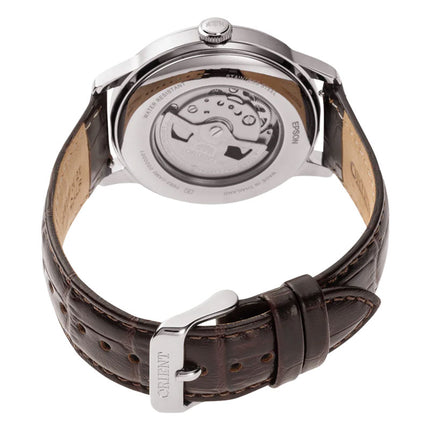 Orient Classic RA-AK0807R Bambino Automatic Sun & Moon Bordeaux Dial Brown Leather Strap