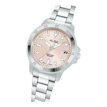 Alba Active AG8Q47X1 Ladies Light Pink Dial Stainless Steel Strap