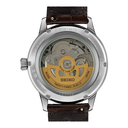 Seiko Presage SRPK15J1 Cocktail Time Midnight Blue Moon Blue Gradient Dial Brown Leather Strap
