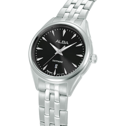 Alba Prestige AH7FB7X1 Ladies Analog Black Dial Stainless Steel Strap
