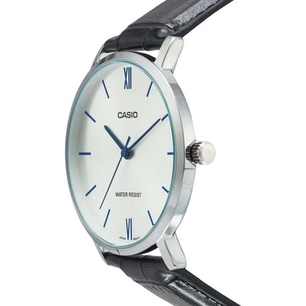 Casio General LTP-VT01L-7B1UDF Ladies Analog Silver Dial Black Leather Band