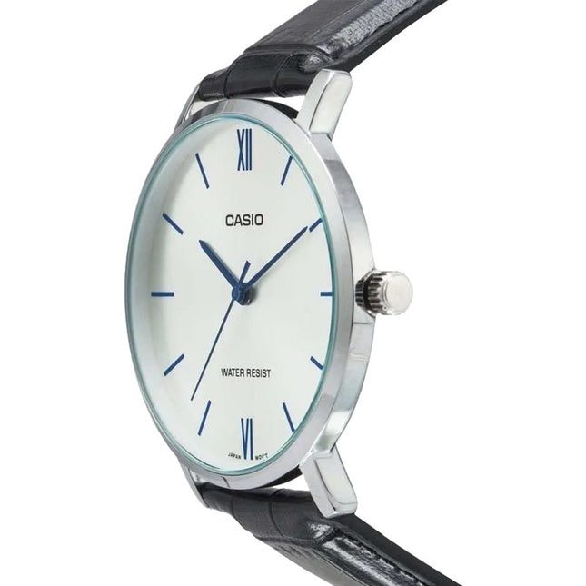 Casio General LTP-VT01L-7B1UDF Ladies Analog Silver Dial Black Leather Band