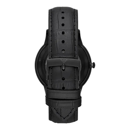 Emporio Armani Automatic AR60042 Men Black Skeleton Dial Black Leather Strap
