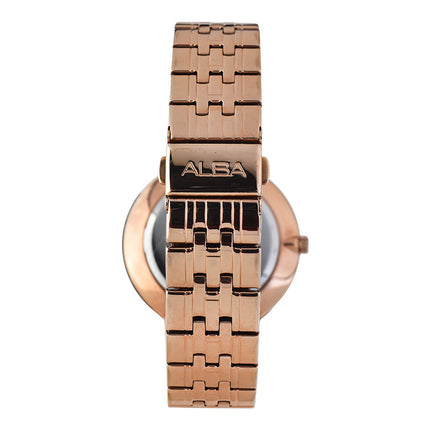 Alba Prestige AS9D70X1 Sapphire Crystal Man White Dial Rose Gold Stainless Steel Strap