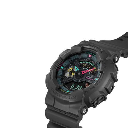 Casio G-Shock GA-110MF-1ADR Multi-Fluorescent Accents Series Digital Analog Dial Black Resin Band