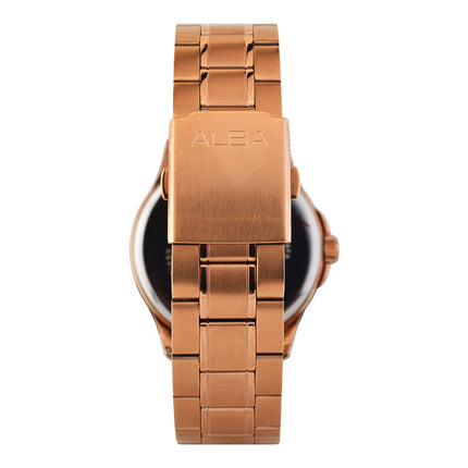 Alba Prestige AS9L30X1 Men Silver Dial Rose Gold Stainless Steel Strap