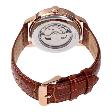 Orient Bambino RA-AK0801S Automatic Sun & Moon Analog Dial Brown Leather Strap