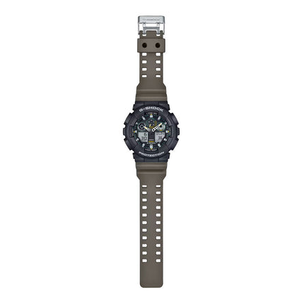 Casio G-Shock GA-100TU-1A3DR Two Tone Utility Color Series Digital Analog Dial Sand Khaki Resin Band