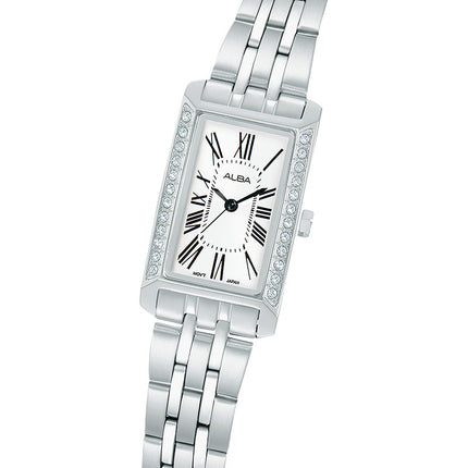 Alba Fashion AK3055X1 Ladies Silver White Dial Stainless Steel Strap