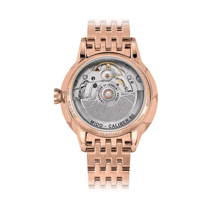 Mido Rainflower M043.207.33.106.00 White Mother Of Pear Dial Rose Gold Stainless Steel Strap