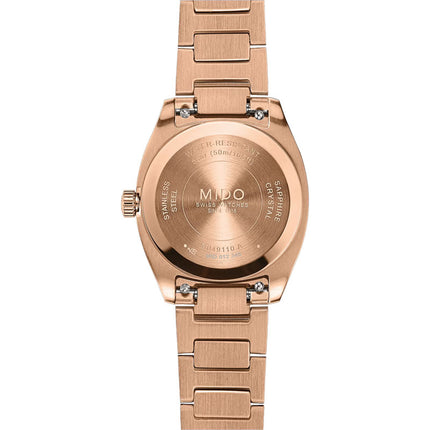 MIDO Multifort TV 28 M049.110.33.296.00 Ladies Brown Dial Rose Gold Stainless Steel Strap
