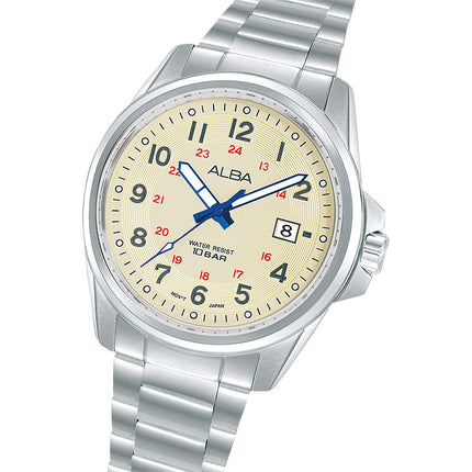 Alba Active AS9W05X1 Men Matte Cream Dial Stainless Steel Strap