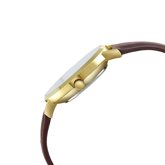 Casio General LTP-VT01GL-9BUDF Ladies Champagne Dial Dark Brown Leather Band