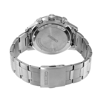 Seiko Chronograph SSB387P1 Discover More Men Blue Dial Titanium Strap