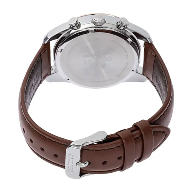 Orient Contemporary RA-TX0306S Chronograph Solar Powered Panda Dial Brown Leather Strap