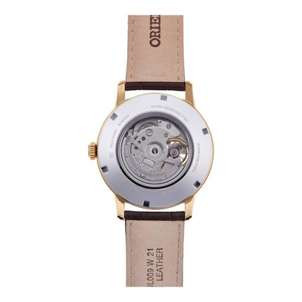 Orient RA-AS0010S Automatic Sun & Moon Beige Open Heart Dial Brown Leather Strap