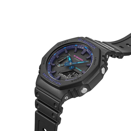 Casio G-Shock GA-2100VB-1ADR CasiOak Virtual Blue Digital Analog Dial Black Resin Band