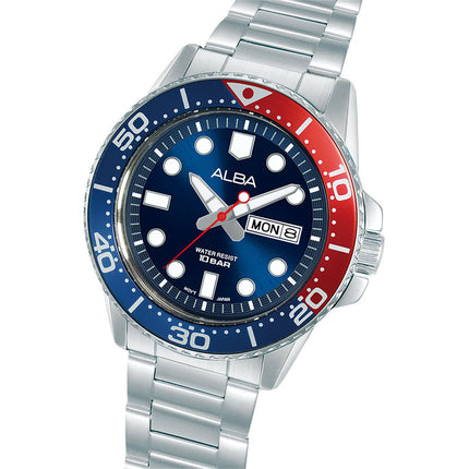 Alba Active AV3593X1 Men Pepsi Blue Dial Stainless Steel Strap