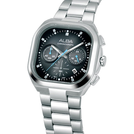 Alba Active AT3L03X1 Chronograph Men Black Gradation Dial Stainless Steel Strap