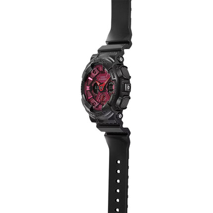 Casio G-Shock GMA-S120RB-1ADR Red And Black Collection Magenta Digital Analog Dial Black Resin Band